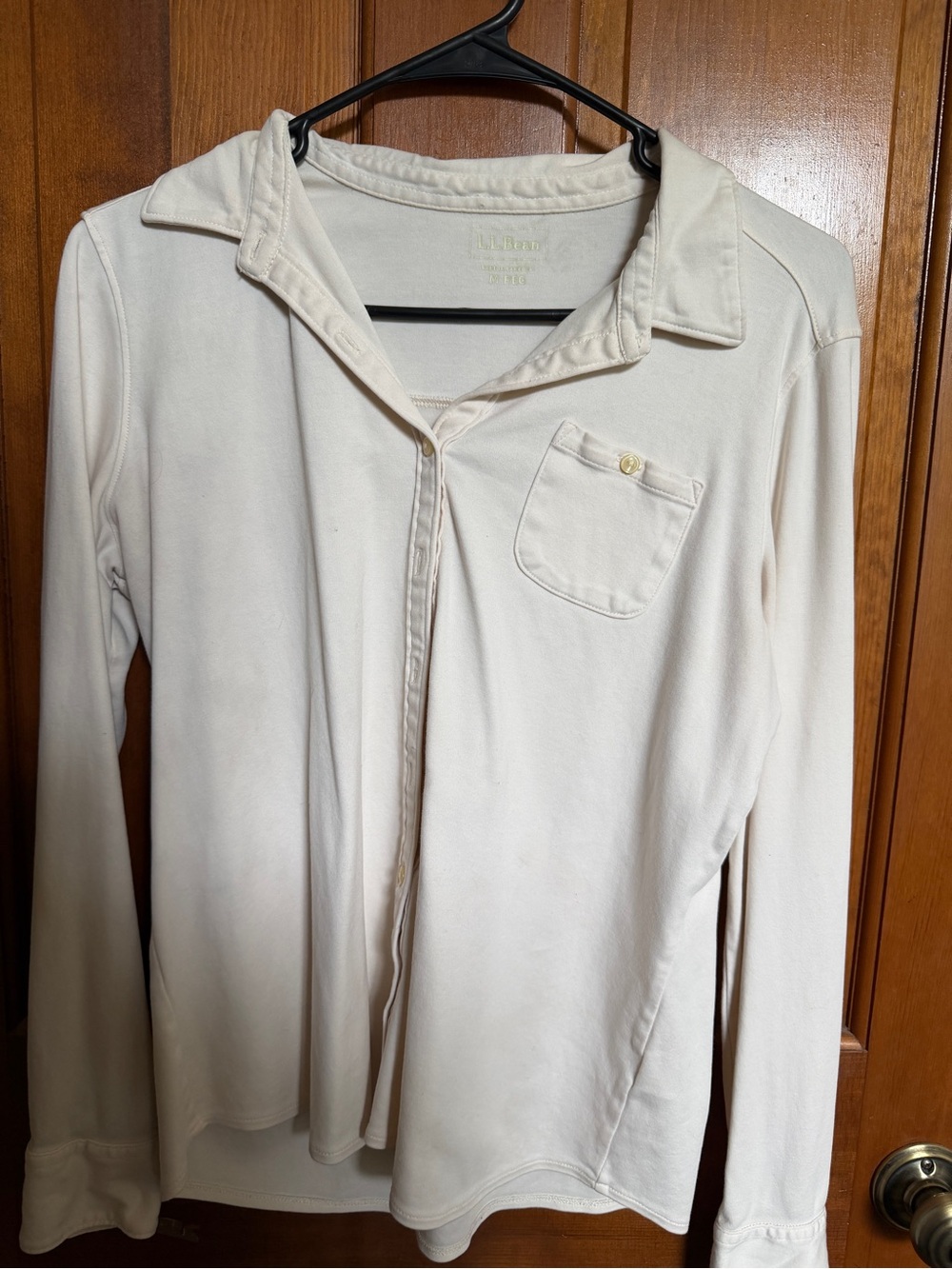 L.L.Bean Women’s Cream Cotton Button Front Shirt Medium